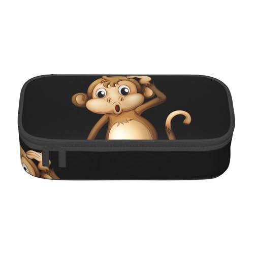 JRBWTDBW Federmäppchen mit großem Fassungsvermögen, niedlicher Affe, großes Fassungsvermögen, Federmäppchen für Studenten, Schreibwaren-Tasche, Schreibtisch-Organizer mit glattem Reißverschluss, von JRBWTDBW