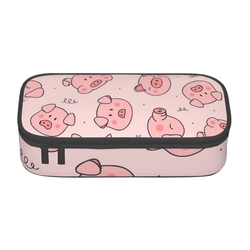 JRBWTDBW Federmäppchen mit großem Fassungsvermögen, rosa niedliches Schwein, großes Fassungsvermögen, Federmäppchen für Studenten, Schreibwaren-Tasche, Schreibtisch-Organizer mit glattem von JRBWTDBW
