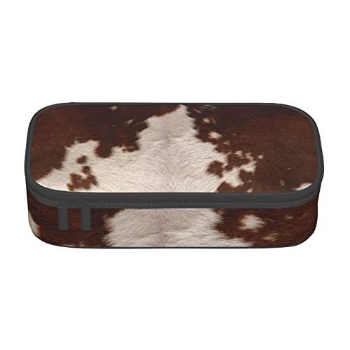 JRBWTDBW Federmäppchen mit großem Fassungsvermögen, rotbraunes Rindsleder, großes Fassungsvermögen, Federmäppchen für Studenten, Schreibwaren-Tasche, Schreibtisch-Organizer mit glattem Reißverschluss, von JRBWTDBW