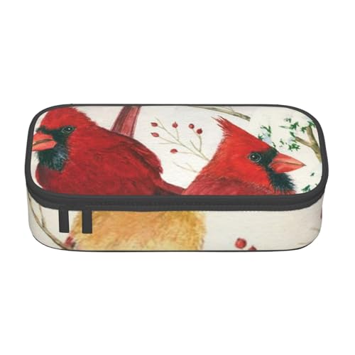 JRBWTDBW Federmäppchen mit großem Fassungsvermögen, rote Vögel, großes Fassungsvermögen, Federmäppchen für Studenten, Schreibwaren-Tasche, Schreibtisch-Organizer mit glattem Reißverschluss, tragbares von JRBWTDBW