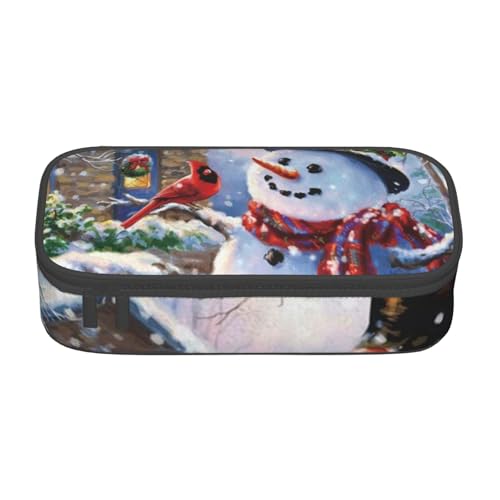 JRBWTDBW Federmäppchen mit großem Fassungsvermögen, roter Schneemann, große Kapazität, Federmäppchen für Studenten, Schreibwaren-Tasche, Schreibtisch-Organizer mit glattem Reißverschluss, tragbares von JRBWTDBW