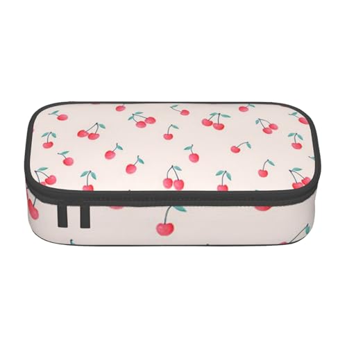 JRBWTDBW Federmäppchen mit großem Fassungsvermögen, schöne rote Kirsche, großes Fassungsvermögen, Federmäppchen für Studenten, Schreibwaren-Tasche, Federmäppchen mit glattem Reißverschluss, tragbares von JRBWTDBW