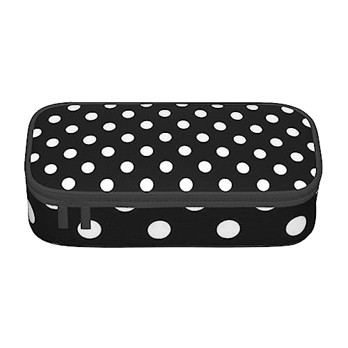 JRBWTDBW Federmäppchen mit großem Fassungsvermögen, schwarz und weiß, gepunktet, großes Fassungsvermögen, Federmäppchen für Studenten, Schreibwaren-Tasche, Federmäppchen mit glattem Reißverschluss, von JRBWTDBW