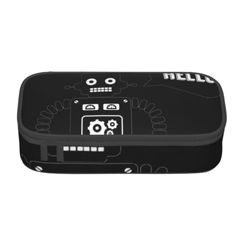 JRBWTDBW Federmäppchen mit großem Fassungsvermögen, schwarzer Roboter, großes Fassungsvermögen, Federmäppchen für Studenten, Schreibwaren-Tasche, Federmäppchen mit glattem Reißverschluss, tragbares von JRBWTDBW