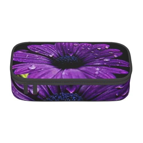 JRBWTDBW Federmäppchen mit großem Fassungsvermögen, violettes Gänseblümchen, großes Fassungsvermögen, Federmäppchen für Studenten, Schreibwaren-Tasche, Schreibtisch-Organizer mit glattem von JRBWTDBW