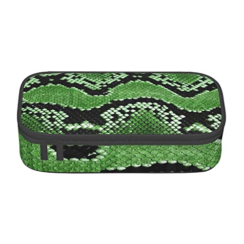 JRBWTDBW Federmäppchen mit großer Kapazität, grünes Schlangenleder, großes Fassungsvermögen, Federmäppchen für Studenten, Schreibwaren-Tasche, Schreibtisch-Organizer mit glattem Reißverschluss, von JRBWTDBW