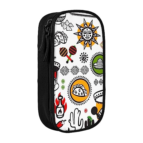 JRBWTDBW Federmäppchen mit mexikanischen Salsa-Symbolen für Studenten, Mädchen, Jungen, großes Fassungsvermögen, für Erwachsene, Stiftemäppchen, Büro-Organizer, einfach, langlebig, multifunktionales von JRBWTDBW