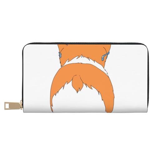 JRBWTDBW Funny Corgi Butt Brown Long Faux Leather Clutch Chic Stylish Women's Wallets for Modern Women Large Capacity Card Holder and Organizer Pockets Durable Purse Handbag for Everyday Travel, weiß, von JRBWTDBW