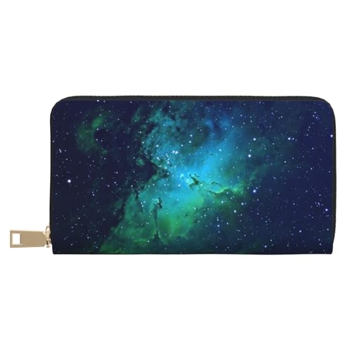 JRBWTDBW Galaxy Green Long Faux Leather Clutch Chic Stylish Women's Wallets for Modern Women Large Capacity Card Holder and Organizer Pockets Durable Purse Handbag for Everyday Travel, weiß, von JRBWTDBW