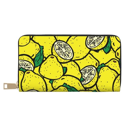 JRBWTDBW Gelbe Zitrone, lange Kunstleder-Clutch, schick, stilvolle Damen-Geldbörse für moderne Frauen, großes Fassungsvermögen, Kartenhalter und Organizer-Taschen, strapazierfähige Geldbörse, von JRBWTDBW
