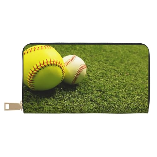 JRBWTDBW Grass Baseball Softball Lange Kunstleder Clutch Chic Stilvolle Damengeldbörsen für moderne Frauen Große Kapazität Kartenhalter und Organizer-Taschen Langlebige Geldbörse Handtasche für den von JRBWTDBW