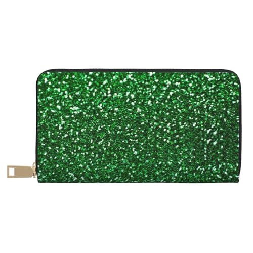 JRBWTDBW Grüne Pailletten funkelnde lange Kunstleder-Clutch, schick, stilvolle Damen-Geldbörse für moderne Frauen, großes Fassungsvermögen, Kartenhalter und Organizer-Taschen, strapazierfähige von JRBWTDBW