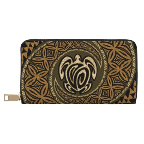 JRBWTDBW Hawaiian Tapa Honu Turtle Long Faux Leather Clutch Chic Stylish Women's Wallets for Modern Women Large Capacity Card Holder and Organizer Pockets Durable Purse Handbag for Everyday Travel, von JRBWTDBW