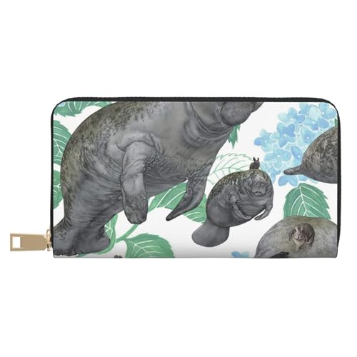 JRBWTDBW Kaninchen-Manatees, lange Kunstleder-Clutch, schick, stilvolle Damengeldbörsen für moderne Frauen, großes Fassungsvermögen, Kartenhalter und Organizer-Taschen, strapazierfähige Geldbörse, von JRBWTDBW