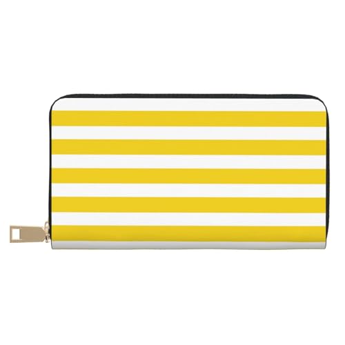 JRBWTDBW Lemon Yellow Stripes Pattern Long Faux Leather Clutch Chic Stylish Women's Wallets for Modern Women Large Capacity Card Holder and Organizer Pockets Durable Purse Handbag for Everyday Travel, von JRBWTDBW