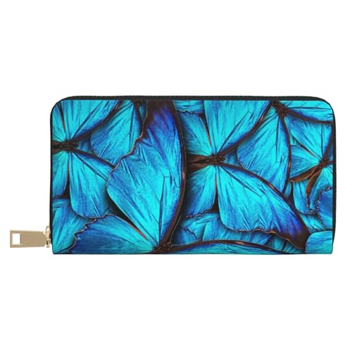 JRBWTDBW Many Blue Butterfly Long Faux Leather Clutch Chic Stylish Women's Wallets for Modern Women Large Capacity Card Holder and Organizer Pockets Durable Purse Handbag for Everyday Travel, weiß, von JRBWTDBW