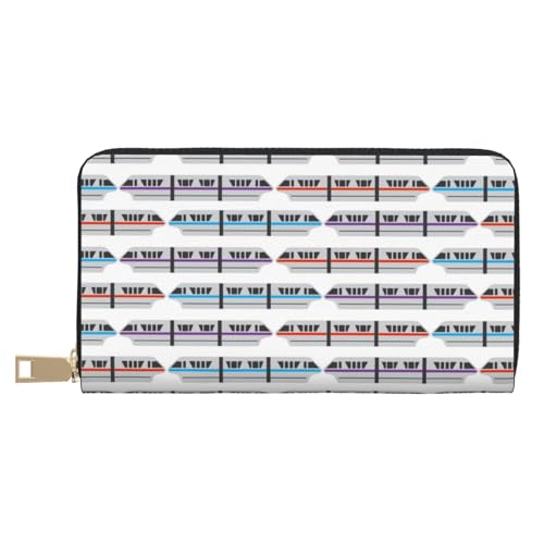 JRBWTDBW Monorail Train Long Faux Leather Clutch Chic Stylish Women's Wallets for Modern Women Large Capacity Card Holder and Organizer Pockets Durable Purse Handbag for Everyday Travel, weiß, von JRBWTDBW
