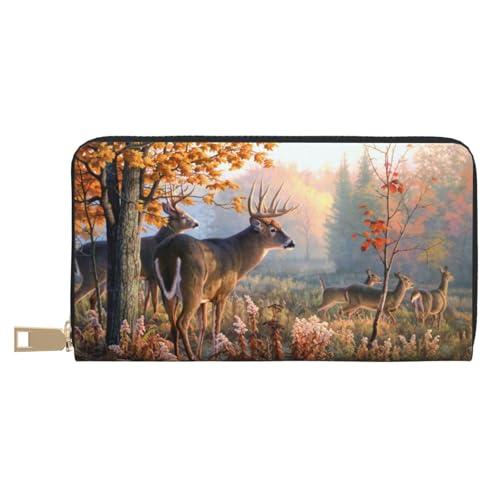 JRBWTDBW Niedliche Hirsche lange Kunstleder-Clutch, schick, stilvolle Damen-Geldbörse für moderne Frauen, großes Fassungsvermögen, Kartenhalter und Organizer-Taschen, strapazierfähige Geldbörse, von JRBWTDBW