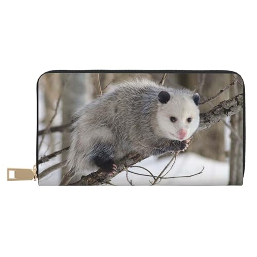 JRBWTDBW Opossum in Snow Lange Kunstleder-Clutch, schick, stilvolle Damen-Geldbörsen für moderne Frauen, großes Fassungsvermögen, Kartenhalter und Organizer-Taschen, strapazierfähige Geldbörse, von JRBWTDBW