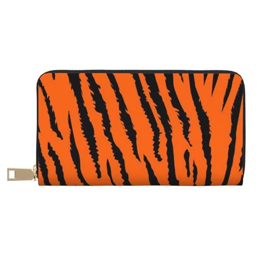 JRBWTDBW Orange Tiger Leopard Lange Kunstleder Clutch Chic Stilvolle Damen Geldbörsen für moderne Frauen Große Kapazität Kartenhalter und Organizer-Taschen Langlebige Geldbörse Handtasche für den von JRBWTDBW
