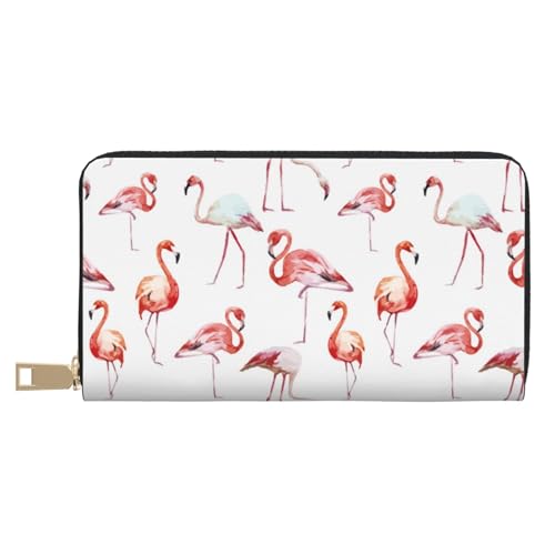 JRBWTDBW Painting Flamingo Lange Kunstleder-Clutch, schick, stilvolle Damengeldbörsen für moderne Frauen, großes Fassungsvermögen, Kartenhalter und Organizer-Taschen, strapazierfähige Geldbörse, von JRBWTDBW