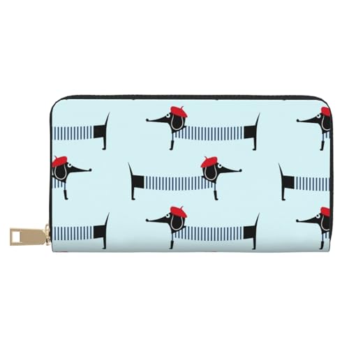 JRBWTDBW Pariser Dackel lange Kunstleder-Clutch, schick, stilvolle Damengeldbörsen für moderne Frauen, großes Fassungsvermögen, Kartenhalter und Organizer-Taschen, strapazierfähige Geldbörse, von JRBWTDBW
