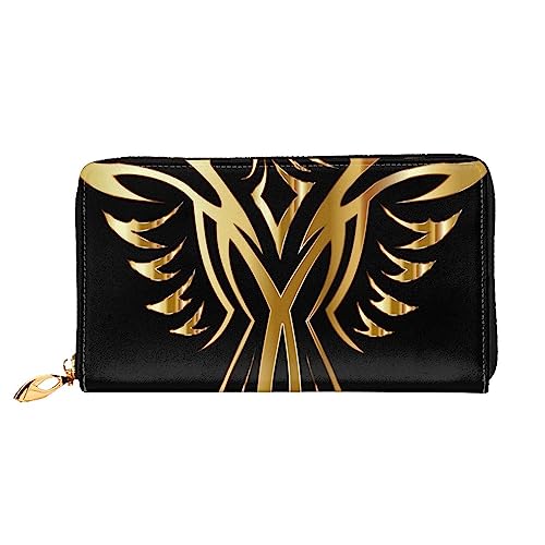 JRBWTDBW Phoenix bedruckte Damen-Geldbörse aus Leder, großes Fassungsvermögen, Kartenhalter, Damengeldbörse mit mehreren Kartenfächern, lange Damengeldbörse mit Reißverschlussfach, 19 x 10,5 cm, von JRBWTDBW