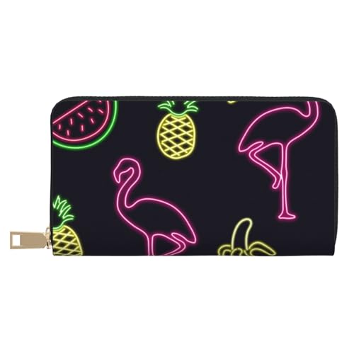 JRBWTDBW Pineapple Banana Flamingo lange Clutch aus Kunstleder, schick, stilvolle Damengeldbörsen für moderne Frauen, großes Fassungsvermögen, Kartenhalter und Organizer-Taschen, strapazierfähige von JRBWTDBW