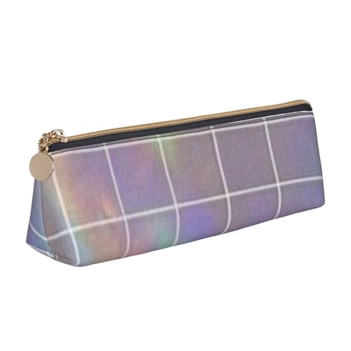 JRBWTDBW Reflektierendes quadratisches Leder-Federmäppchen, schlankes Design, Stifttasche mit metallischem Reißverschluss, Größe für Studenten, Büro, Uni, Mittelschule, weiß, Einheitsgröße, von JRBWTDBW