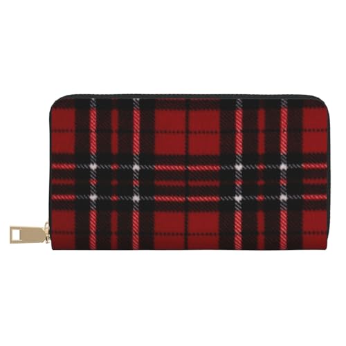 JRBWTDBW Rote und schwarze karierte lange Kunstleder-Clutch, schick, stilvolle Damen-Geldbörsen für moderne Frauen, großes Fassungsvermögen, Kartenhalter und Organizer-Taschen, strapazierfähige JRBWTDBW Rote und schwarze karierte lange Kunstleder-Clutch, schick, stilvolle Damen-Geldbörsen für moderne Frauen, großes Fassungsvermögen, Kartenhalter und Organizer-Taschen, strapazierfähige von JRBWTDBW