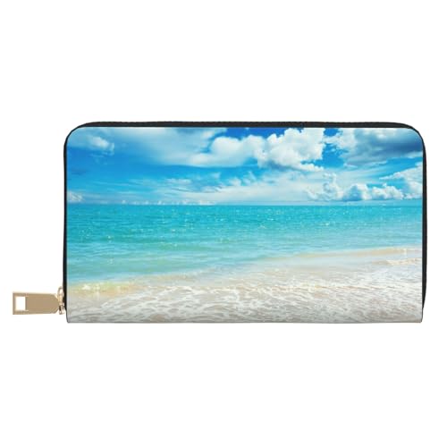 JRBWTDBW Scenic Sea Water Long Faux Leather Clutch Chic Stylish Women's Wallets for Modern Women Large Capacity Card Holder and Organizer Pockets Durable Purse Handbag for Everyday Travel, weiß, von JRBWTDBW