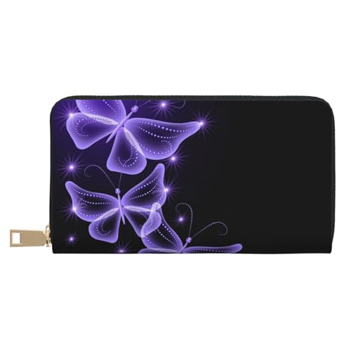 JRBWTDBW Schöne lila Schmetterling Lange Kunstleder Clutch Chic Stilvolle Damen Geldbörse für moderne Frauen Große Kapazität Kartenhalter und Organizer-Taschen Langlebige Geldbörse Handtasche für den von JRBWTDBW