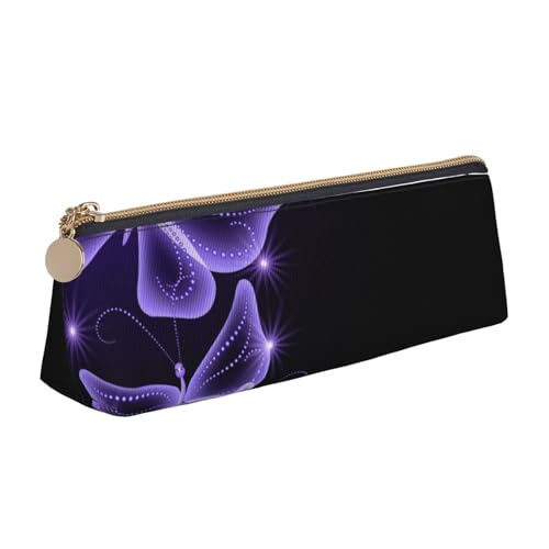 JRBWTDBW Schönes Federmäppchen aus Leder mit Schmetterlingen, schlankes Design, Stifttasche mit metallischem Reißverschluss, Größe für Studenten, Büro, Uni, Mittelschule, Stifteetui, weiß, von JRBWTDBW