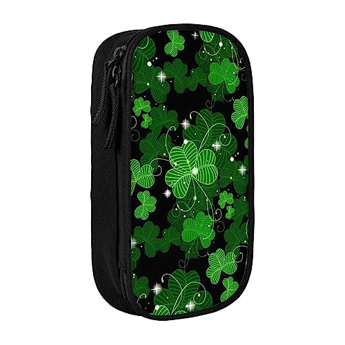 JRBWTDBW St Patricks Day Federmäppchen mit Blättern für Studenten, Mädchen, Jungen, großes Fassungsvermögen, für Erwachsene, Stiftemäppchen, Büro-Organizer, einfach, langlebig, multifunktionales von JRBWTDBW