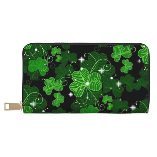 JRBWTDBW St Patricks Day Leaves Lange Kunstleder Clutch Chic Stilvolle Damengeldbörsen für moderne Frauen Große Kapazität Kartenhalter und Organizer-Taschen Strapazierfähige Geldbörse Handtasche für von JRBWTDBW
