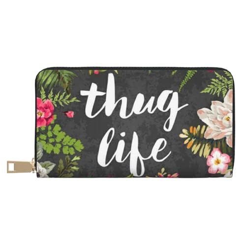 JRBWTDBW Thug Life Blumen Lange Kunstleder Clutch Chic Stilvolle Damengeldbörsen für moderne Frauen Große Kapazität Kartenhalter und Organizer-Taschen Langlebige Geldbörse Handtasche für den täglichen von JRBWTDBW