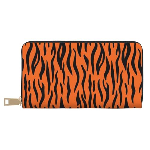 JRBWTDBW Tiger Stripes Orange Muster Lange Kunstleder Clutch Chic Stilvolle Damengeldbörsen für moderne Frauen Große Kapazität Kartenhalter und Organizer-Taschen Langlebige Geldbörse Handtasche für von JRBWTDBW