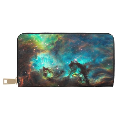 JRBWTDBW Universe Galaxy Space Long Faux Leather Clutch Chic Stylish Women's Wallets for Modern Women Large Capacity Card Holder and Organizer Pockets Durable Purse Handbag for Everyday Travel, weiß, von JRBWTDBW