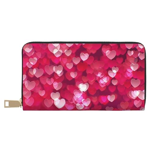 JRBWTDBW Valentinstag Liebe Herz Lange Kunstleder Clutch Chic Stilvolle Damen Geldbörsen für moderne Frauen Große Kapazität Kartenhalter und Organizer-Taschen Langlebige Geldbörse Handtasche für den von JRBWTDBW