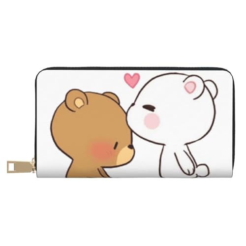 JRBWTDBW White Bear Brown Bear Long Faux Leather Clutch Chic Stylish Women's Wallets for Modern Women Large Capacity Card Holder and Organizer Pockets Durable Purse Handbag for Everyday Travel, weiß, von JRBWTDBW