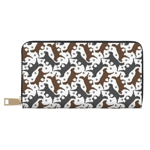 Trotting Flat Coated Retrievers Paw Long Faux Leather Clutch Chic Stylish Women'S Wallets For Modern Women Large Capacity Card Holder And Organizer Pockets Durable Purse Handbag For Everyday Travel, von JRBWTDBW