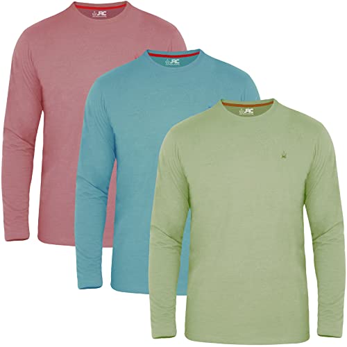 JRC 3er-Pack Herren-Langarm-Rundhalshemden, Lässige Rundhalsausschnitt-Oberteile (Salbei, Steinblau, Mouve, 2XL) von JRC Just Royal Clothing