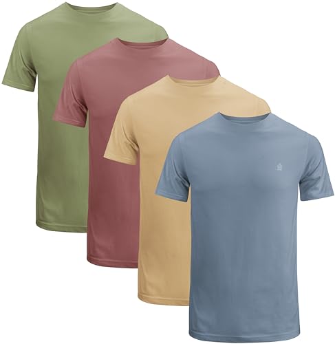 JRC 4er-Pack Herren Kurzarm T-Shirts mit Rundhalsausschnitt, Lässige Tops mit Rundhalsausschnitt (Mouve, Steinblau, Schaffell, Salbei, 2XL) von JRC Just Royal Clothing