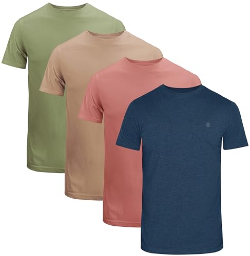 JRC 4er-Pack Herren Kurzarm T-Shirts mit Rundhalsausschnitt, Lässige Tops mit Rundhalsausschnitt (Salbei, Mitternacht, Pfirsich-Bernstein, Rgby Tan, 2XL) von JRC Just Royal Clothing