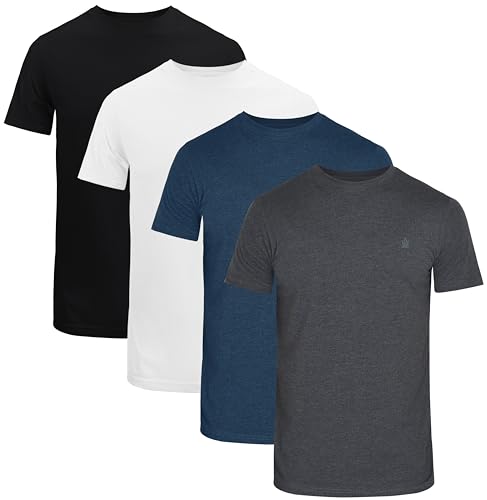 JRC 4er-Pack Herren Kurzarm T-Shirts mit Rundhalsausschnitt, Lässige Tops mit Rundhalsausschnitt (Weiß, Schwarz, Mitternacht, Holzkohle, 2XL) von JRC Just Royal Clothing