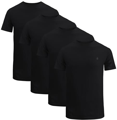 JRC 4er-Pack Kurzarm-T-Shirts mit Rundhalsausschnitt für Herren, lässige Oberteile mit Rundhalsausschnitt (Schwarz, L) von JRC Just Royal Clothing