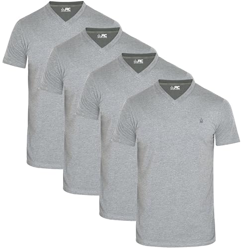 JRC 4er-Pack Kurzarm-T-Shirts mit V-Ausschnitt für Herren, lässige Oberteile mit V-Ausschnitt (Heidegrau, 2XL) von JRC Just Royal Clothing