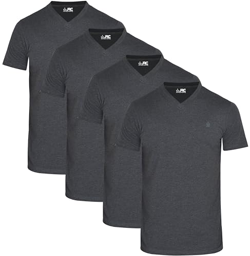 JRC 4er-Pack Kurzarm-T-Shirts mit V-Ausschnitt für Herren, lässige Oberteile mit V-Ausschnitt (Holzkohle, M) von JRC Just Royal Clothing