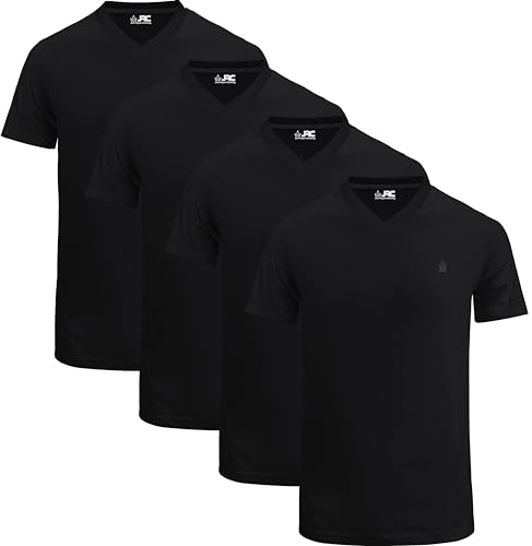 JRC 4er-Pack Kurzarm-T-Shirts mit V-Ausschnitt für Herren, lässige Oberteile mit V-Ausschnitt (Schwarz, M) von JRC Just Royal Clothing