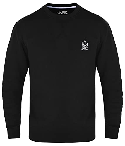 JRC Herren Fleece Sweatshirts und Pullover mit Rundhalsausschnitt, Rundhals Langarmpullover für Sport und Arbeitskleidung (Schwarz, L) von JRC Just Royal Clothing